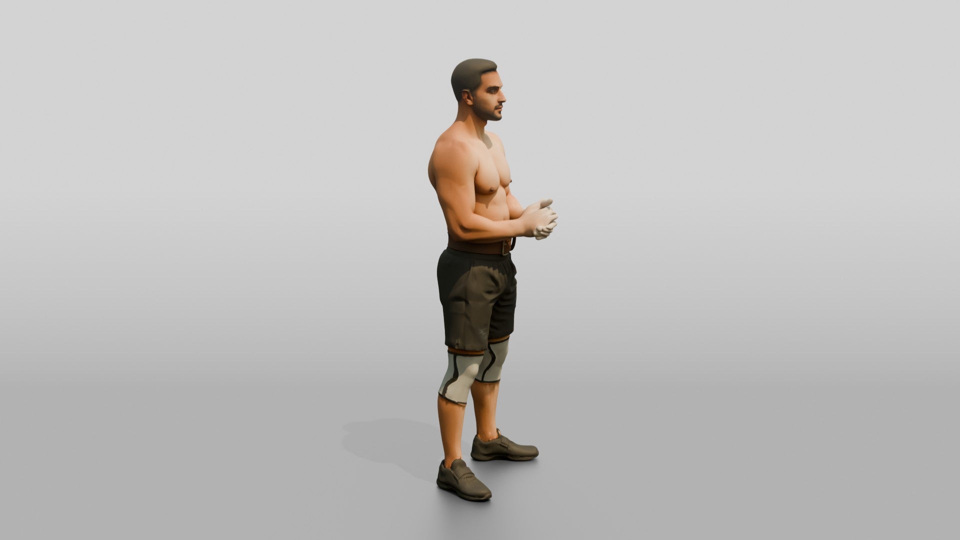 Man Standing with Chalk on Hands