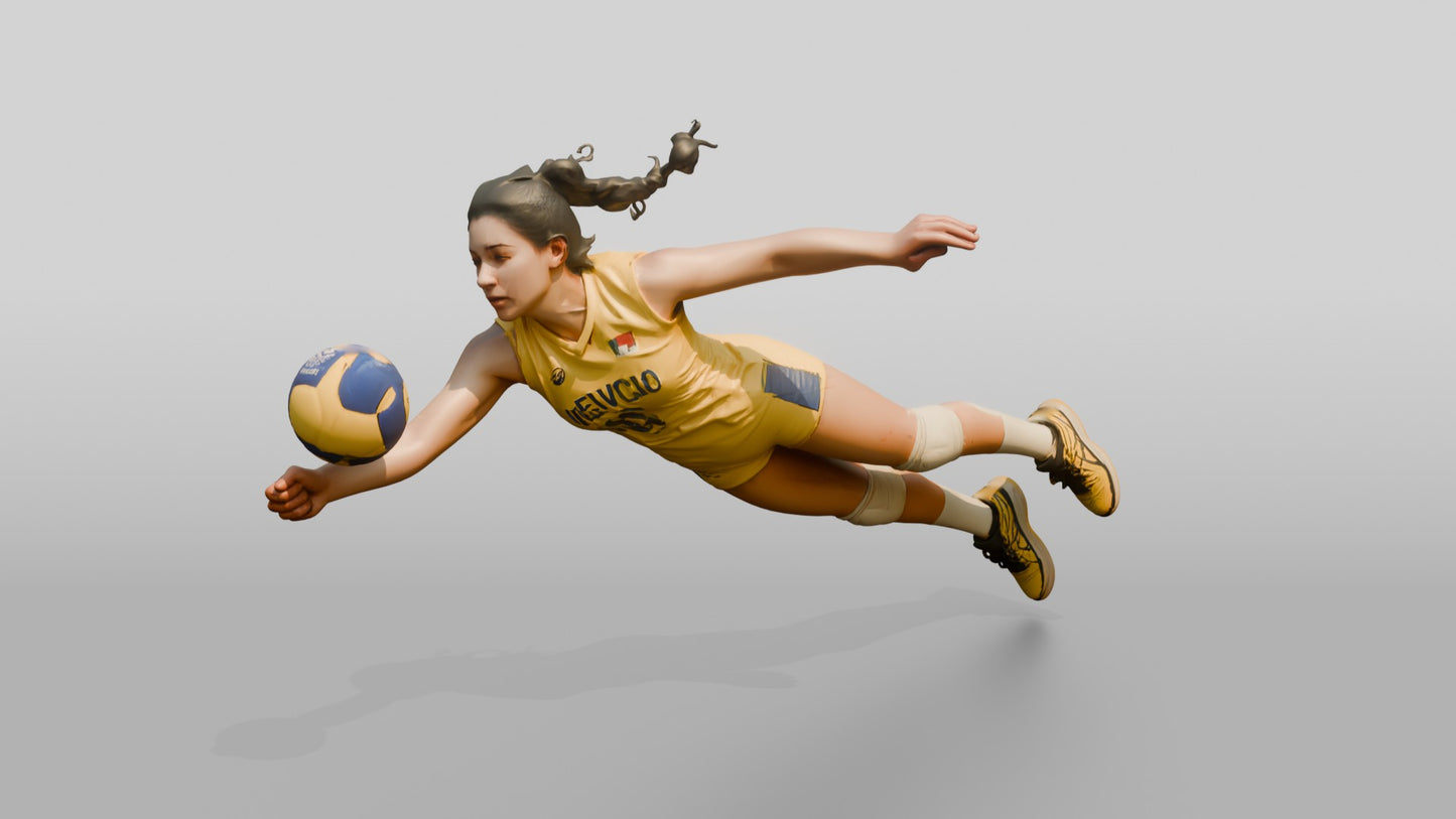 Hispanic Female Volleyball Player in Yellow Uniform