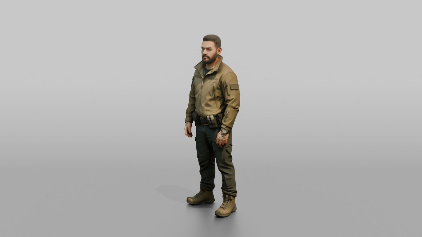 Protester Man Standing in Tactical Gear