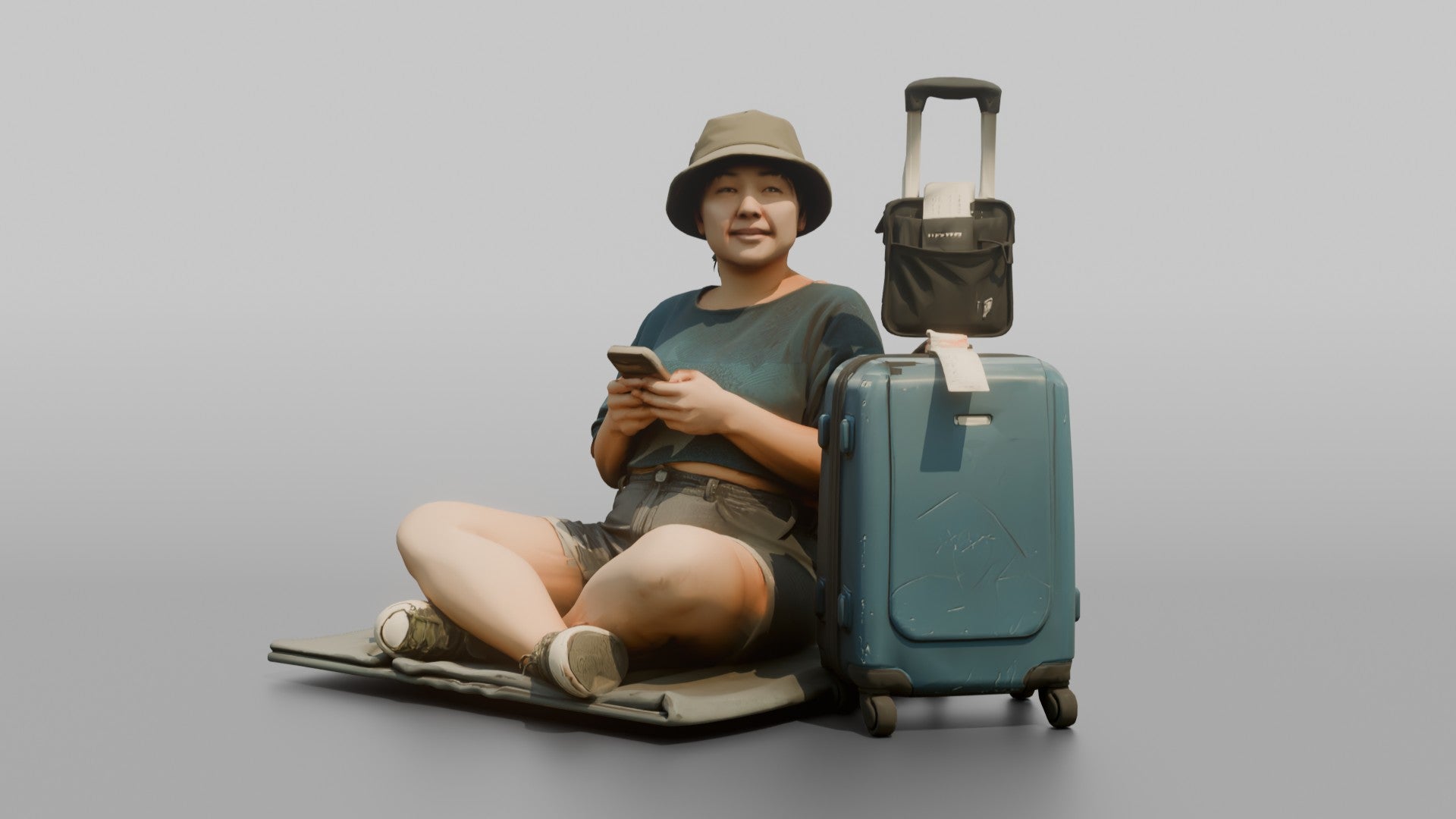 Traveler Sitting And Waiting At The Gate