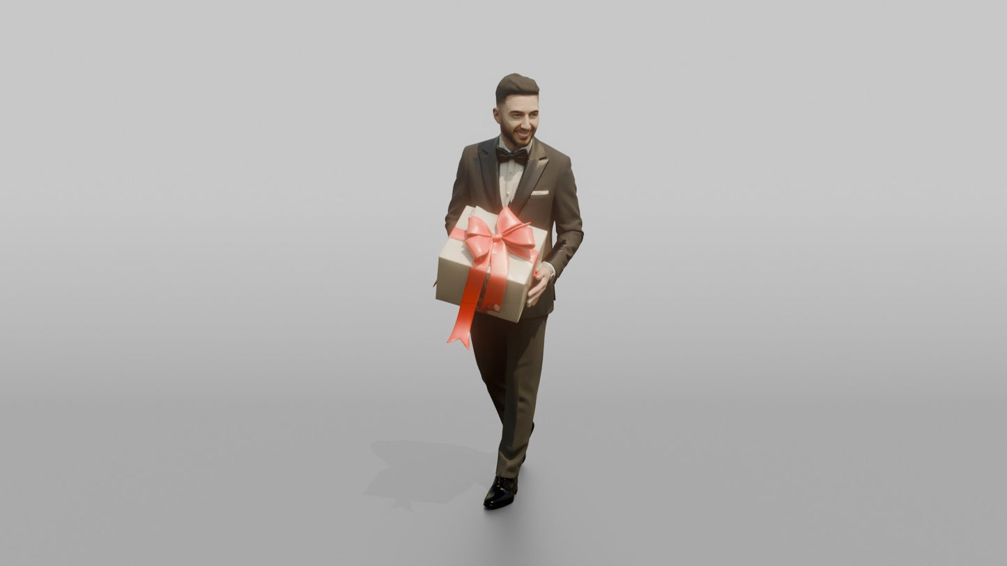 Wedding Guest Carrying a Boxed Gift