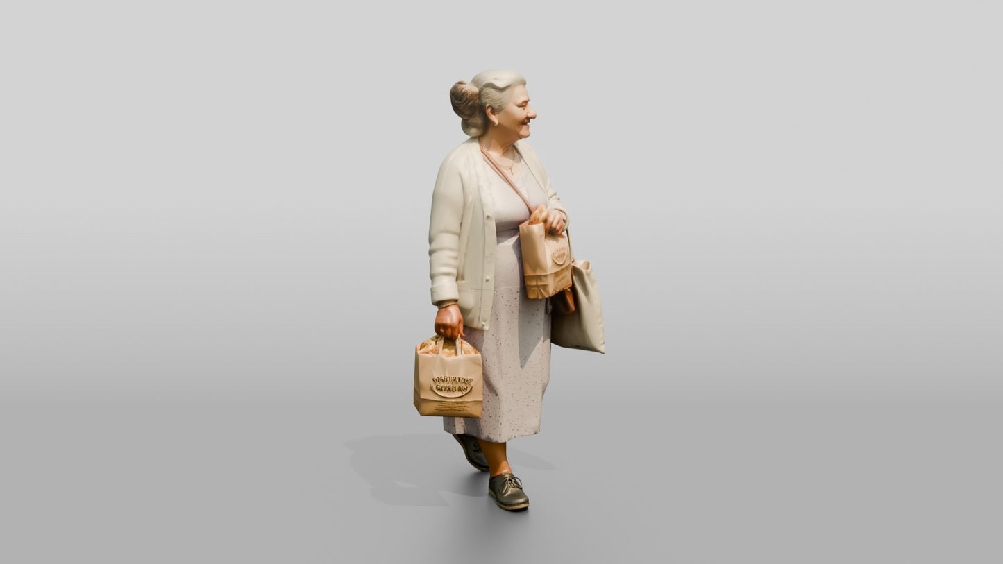 Elderly Curvy Greek Woman Holding Fresh Pastries