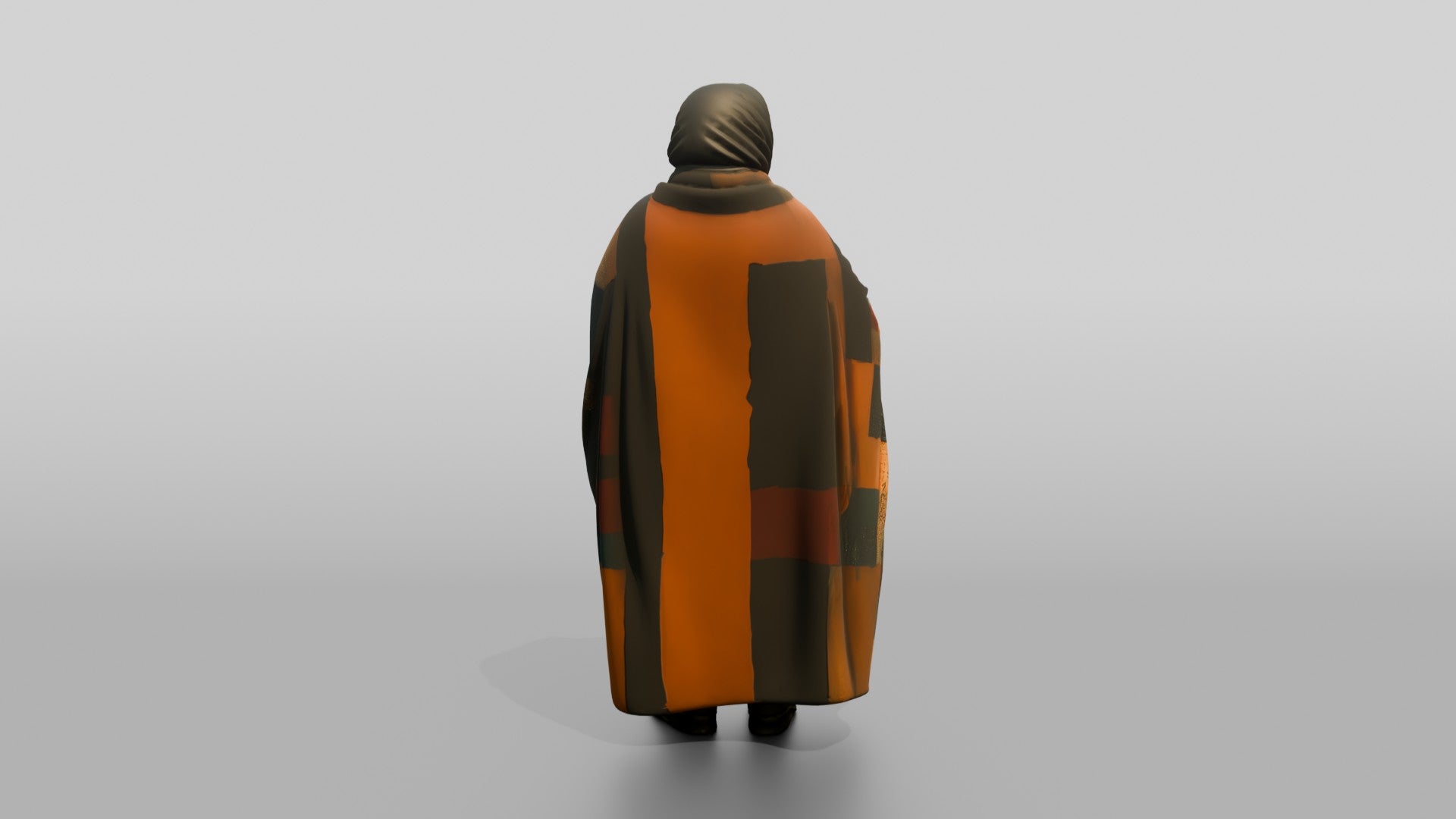 Homeless Woman Draped in a Patchwork Quilt