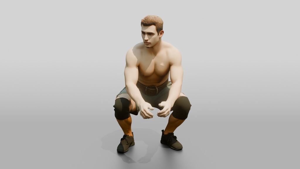 Man Squatting with Chalk and Belt