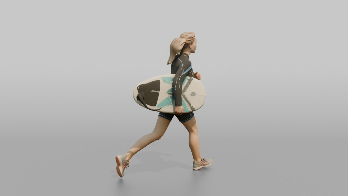 Surfer Running in a Neoprene Wetsuit