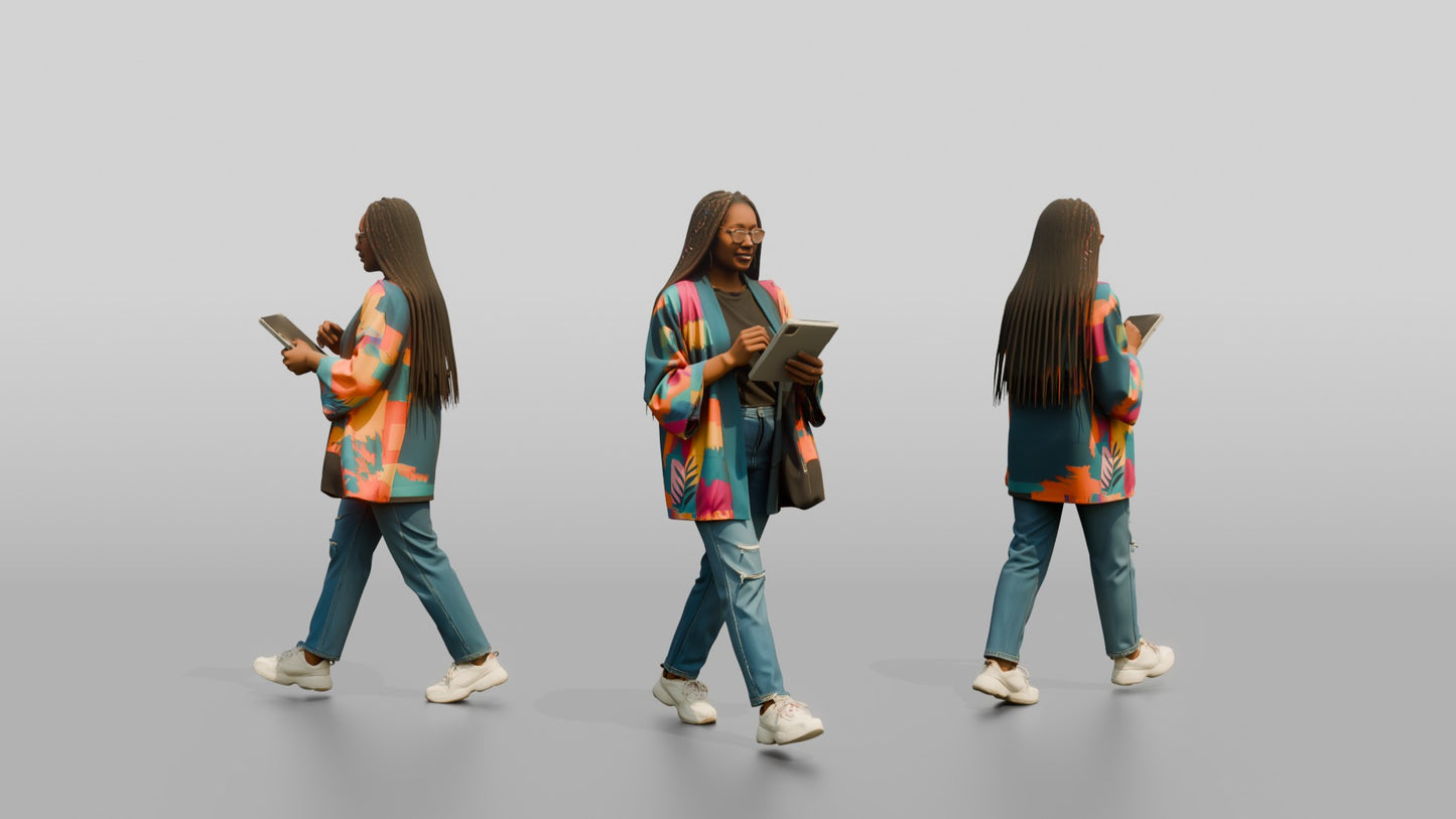 Businesswoman Walking with a Tablet