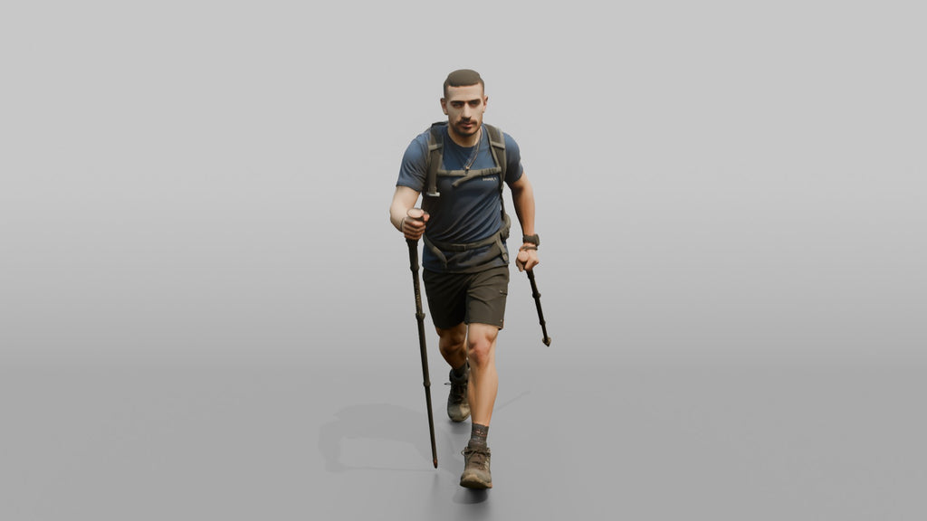 Speed Hiker Walking with Dual Poles