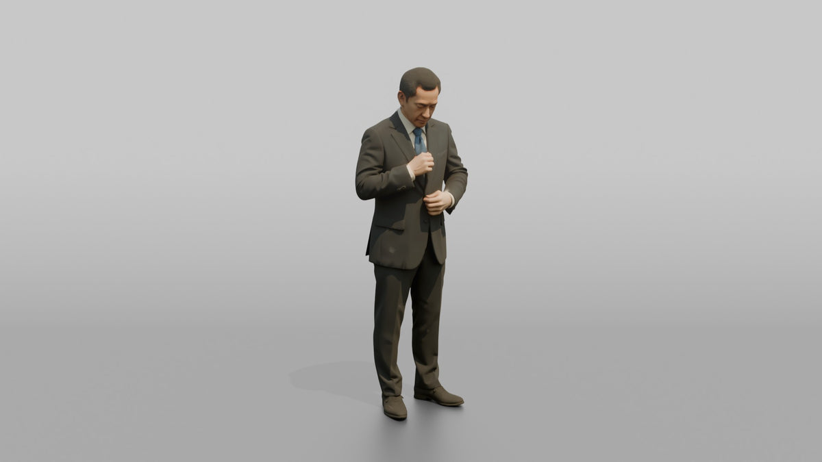 Man Customer Trying On A Suit Jacket - 3D character model