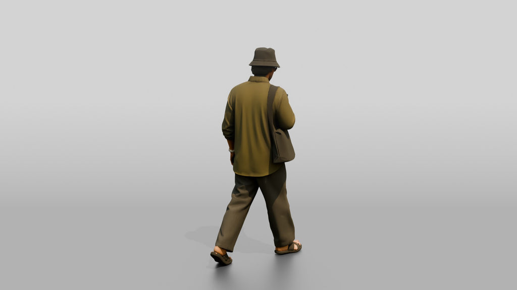Man Checking Phone in Linen Shirt