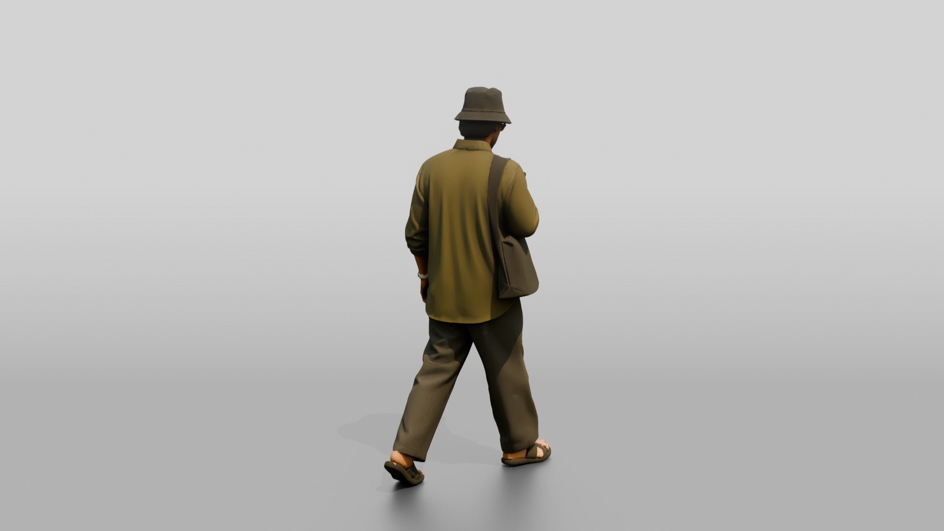 Man Checking Phone in Linen Shirt