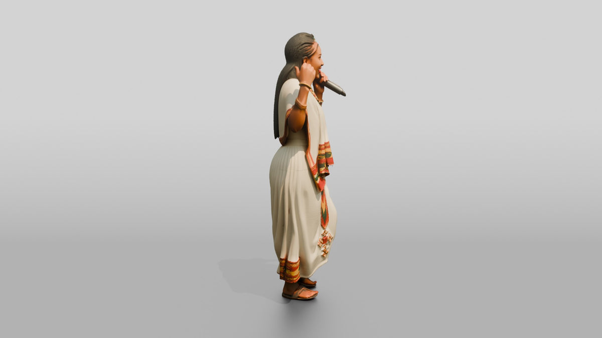 Traditional Singer Performing Shoulder-Shimmy Dance - 3D character model, view 2