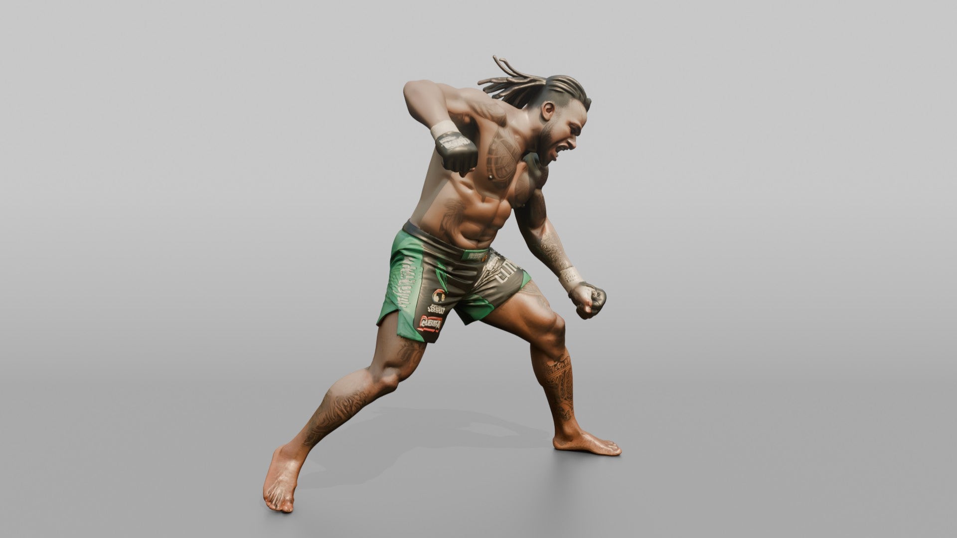 MMA Fighter Sweeping Hammerfist Strike Downward