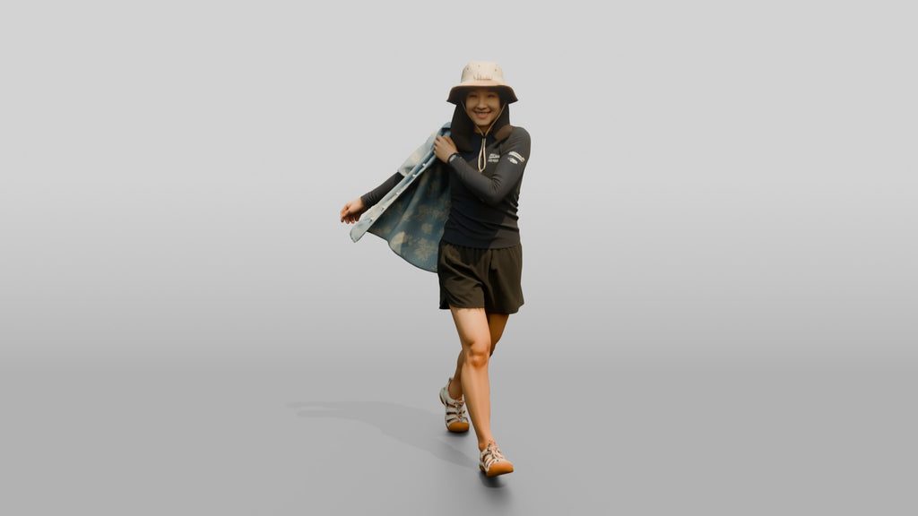 Woman Shrugging On Open Beach Shirt