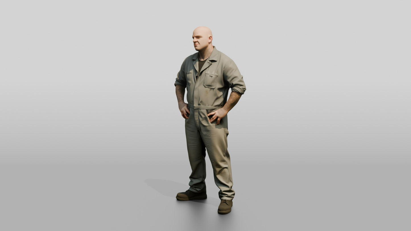 Heavy-set White Male Prisoner Resting His Hands on His Hips