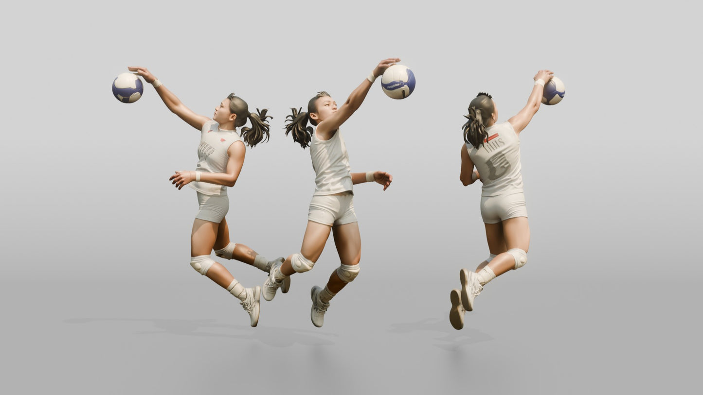 Southeast Asian Female Volleyball Player in All-white Uniform
