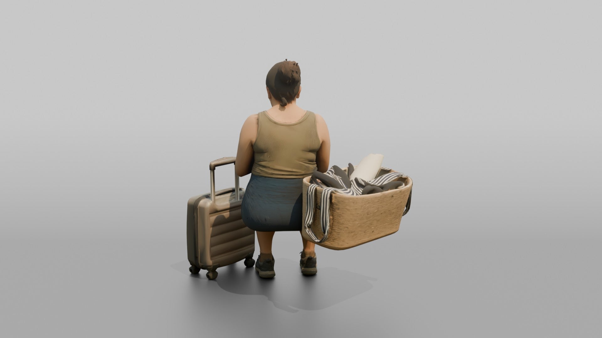 Traveler Scrolling Her Phone At The Gate