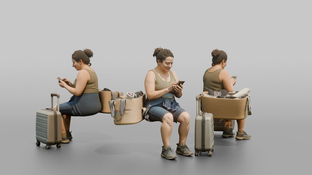 Traveler Scrolling Her Phone At The Gate