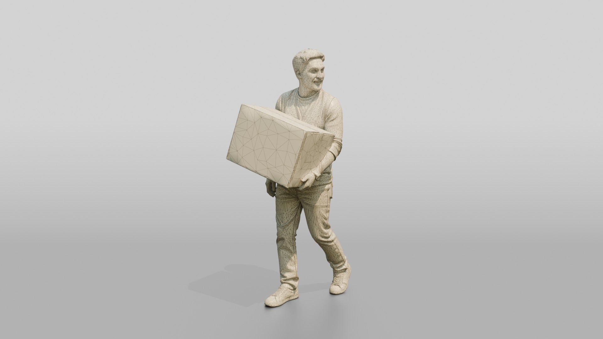 Man Carrying Cardboard Box