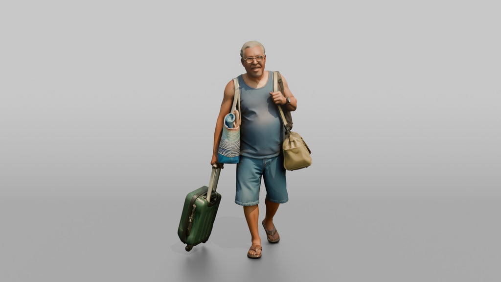 Traveler Carrying A Beach Bag