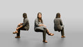 Homeless Woman Sitting with a Distant, Unfocused Gaze
