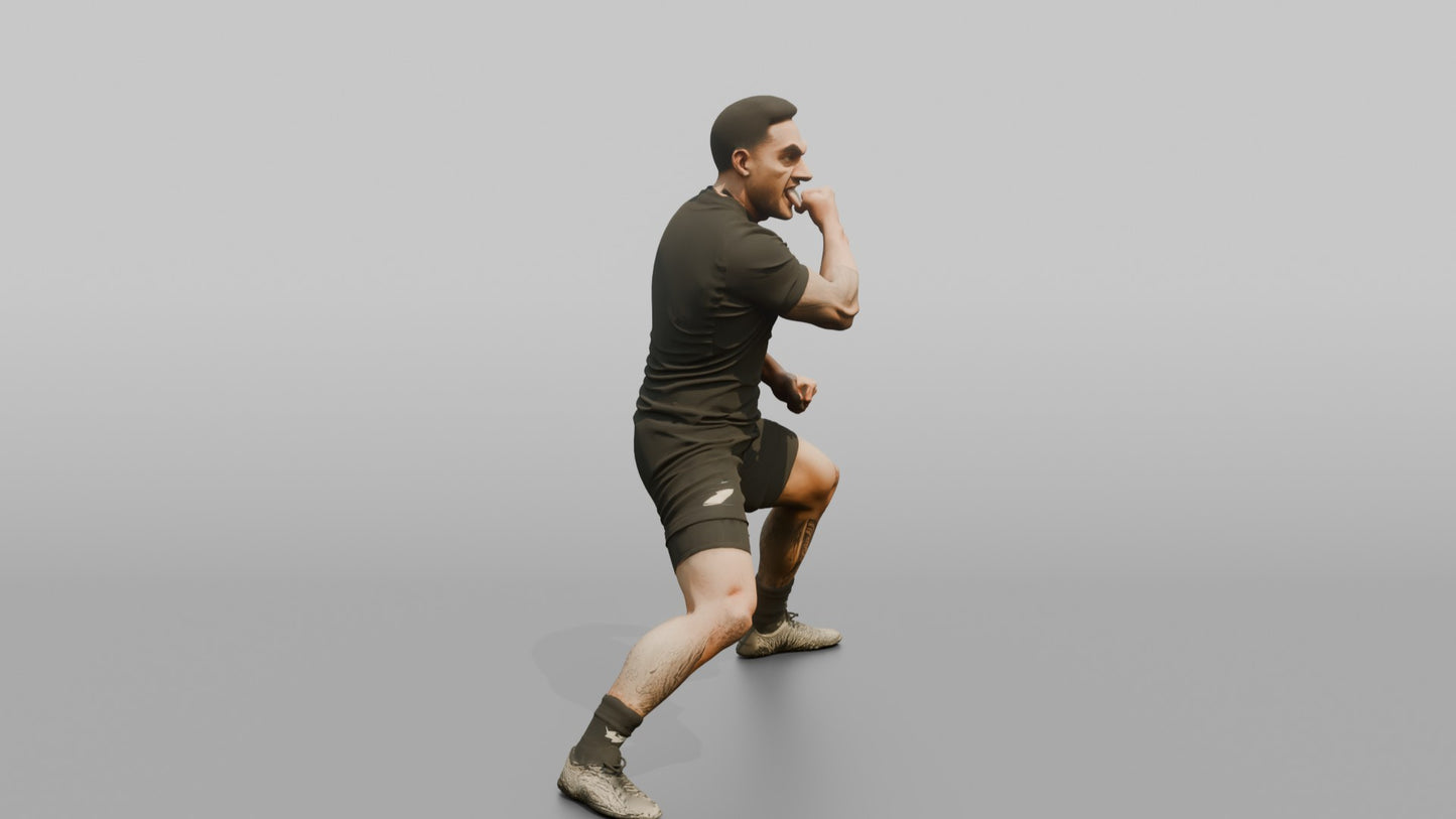 Polynesian Player in a Haka Opening Stance