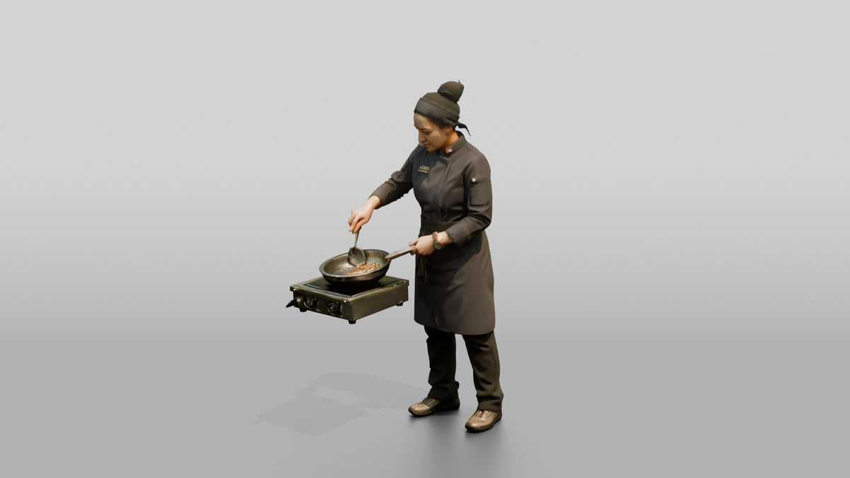 Chef Roasting Whole Spices - 3D character model, view 4