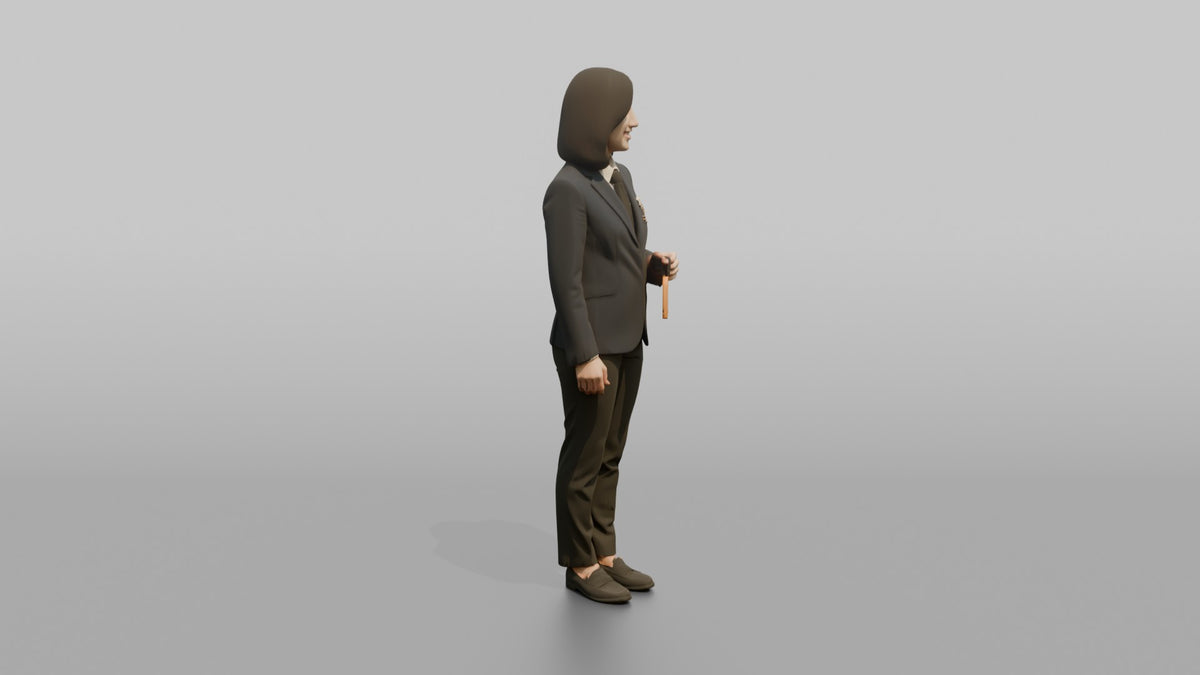 Receptionist Woman Holding A Luggage Tag - 3D character model, view 2