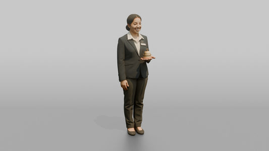 Receptionist Man Holding A Small Front-desk Bell - 3D character model