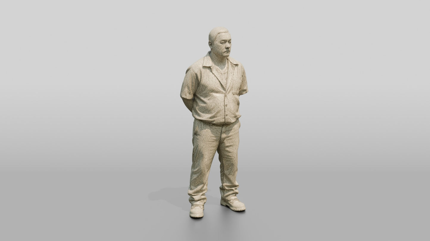 East Asian Male Prisoner in a Khaki Uniform