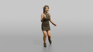 Patron Woman Wearing Chunky Colorful Jewelry, Dancing With A Drink In Hand - 3D character model