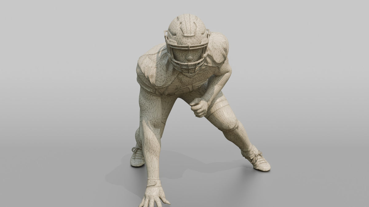 Defensive Tackle in a Wide Three-Point Stance - wireframe topology preview