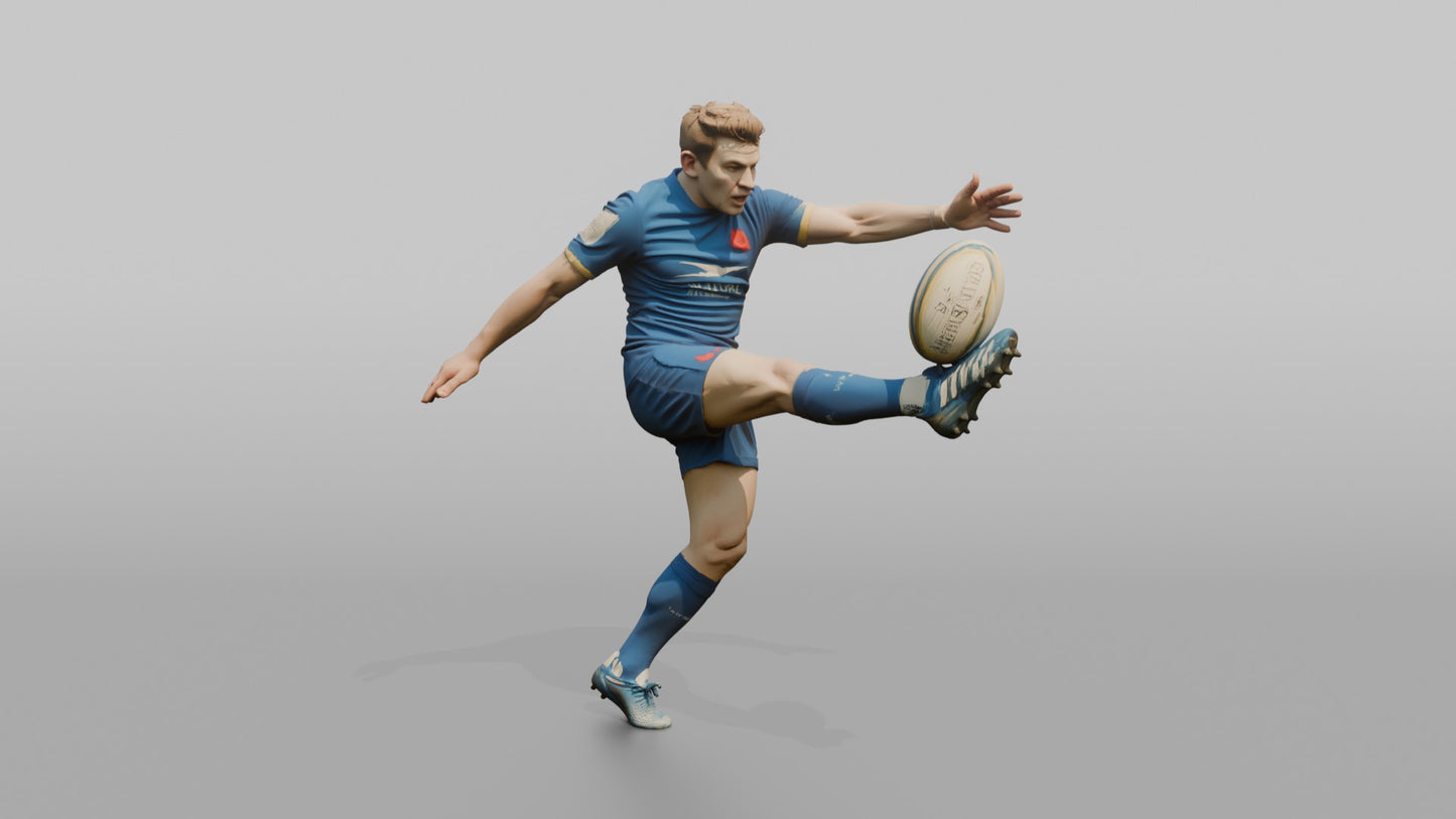 French Fly-Half Executing a Spiral Kick