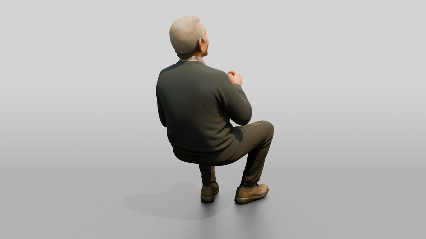 Elderly Man Laughing with Tea Glass