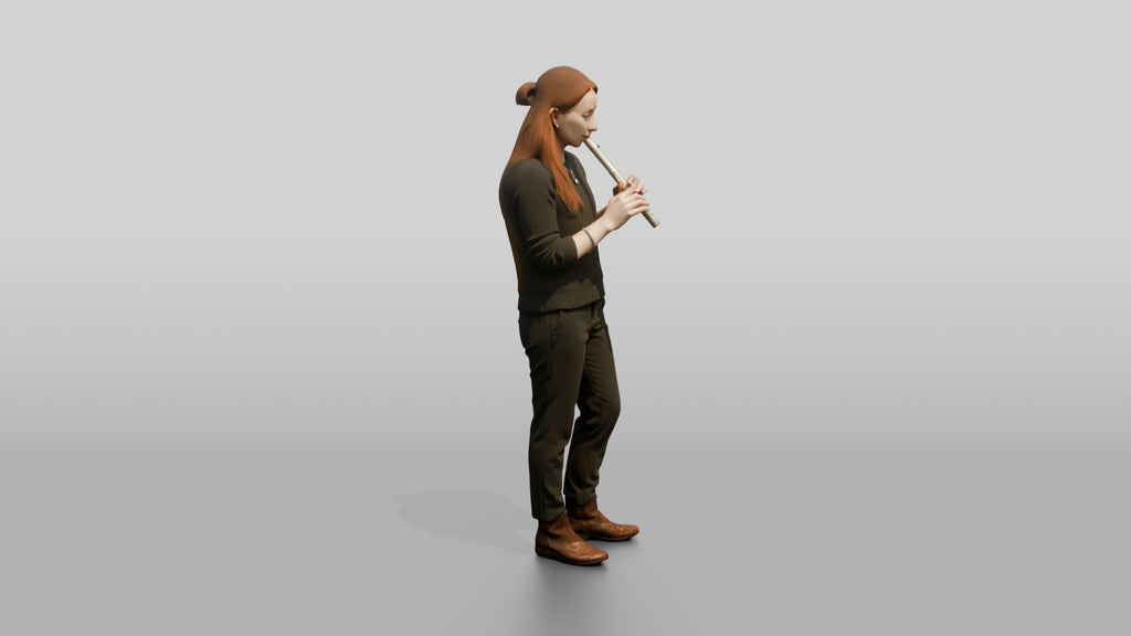 Tin Whistle Player with Silver Whistle