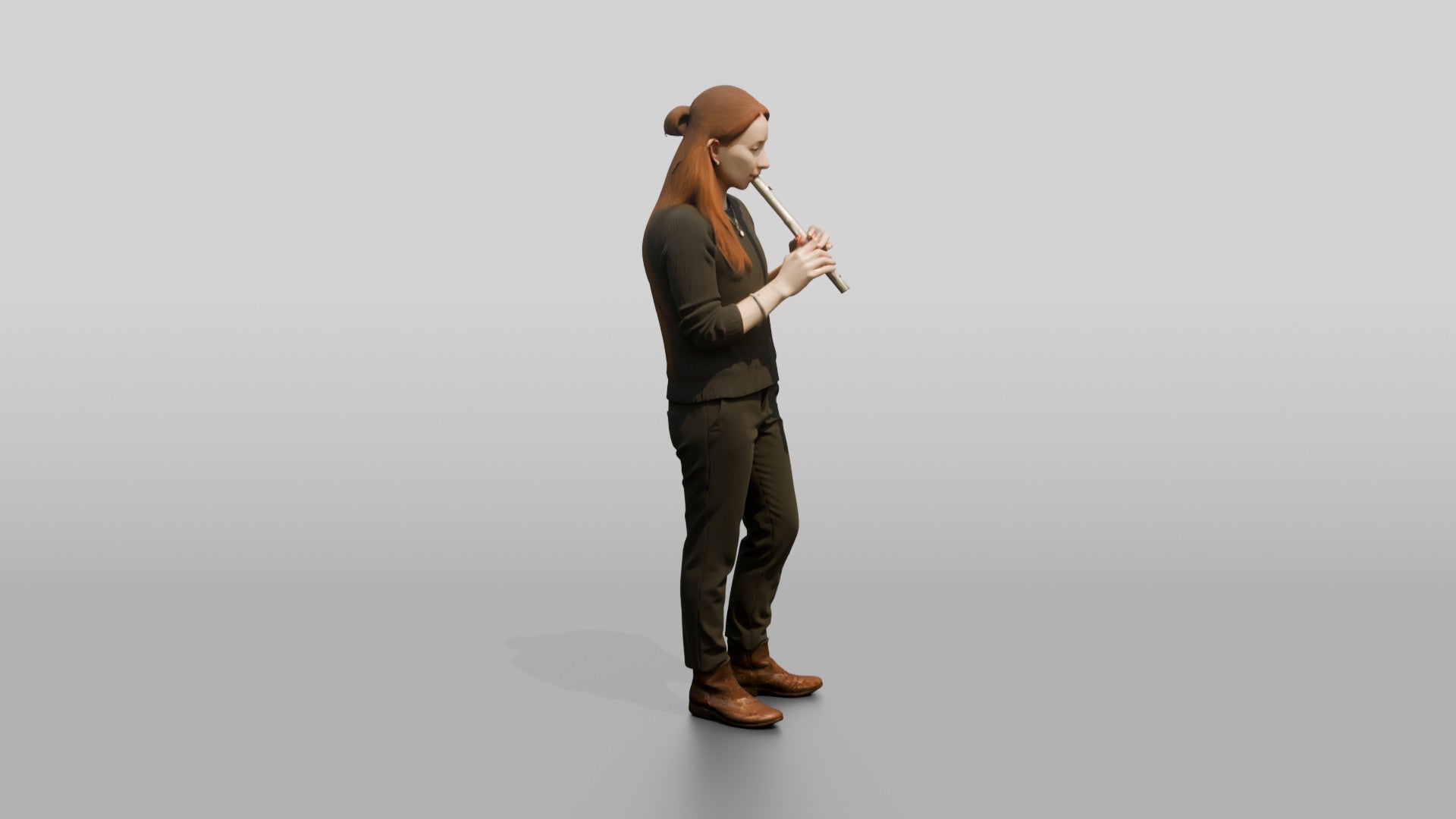 Tin Whistle Player with Silver Whistle