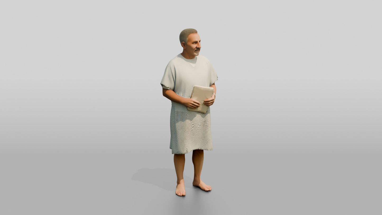 Elderly Man Patient Holding a Notebook