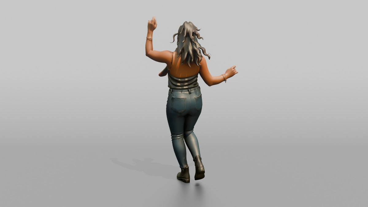 Patron Woman Dancing With A Bright Silk Scarf Tied Around The Neck - 3D character model, view 3