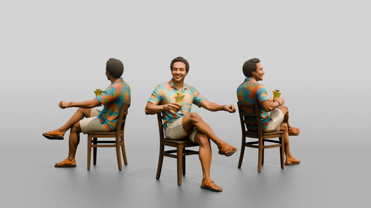 Afro-Latino Man with Tropical Drink