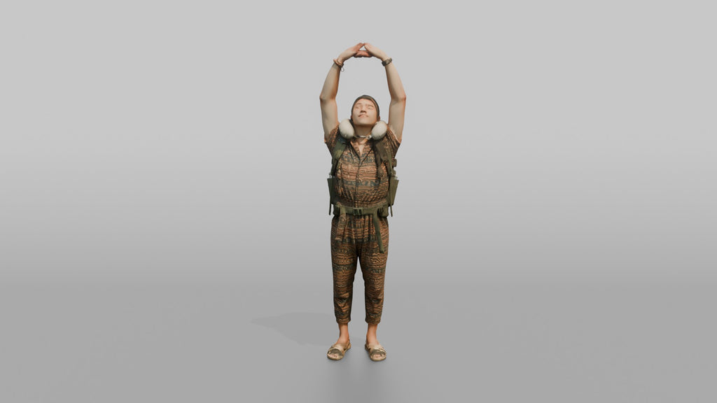 Traveler Stretching After A Long Flight