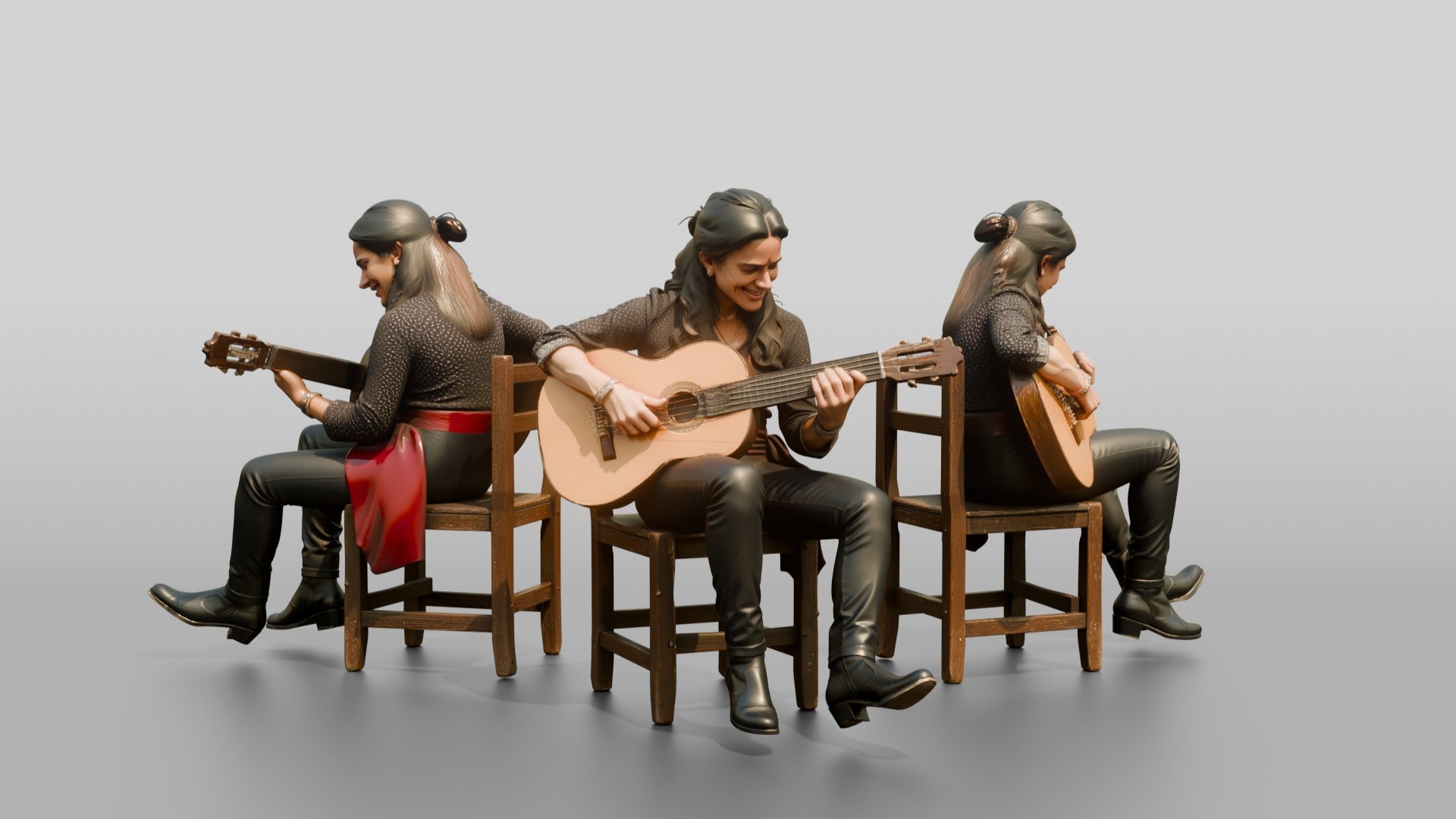 Flamenco Guitarist Tapping Heel While Strumming