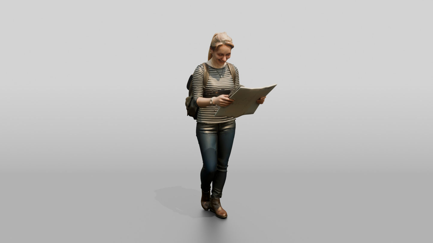 Woman Looking at City Map