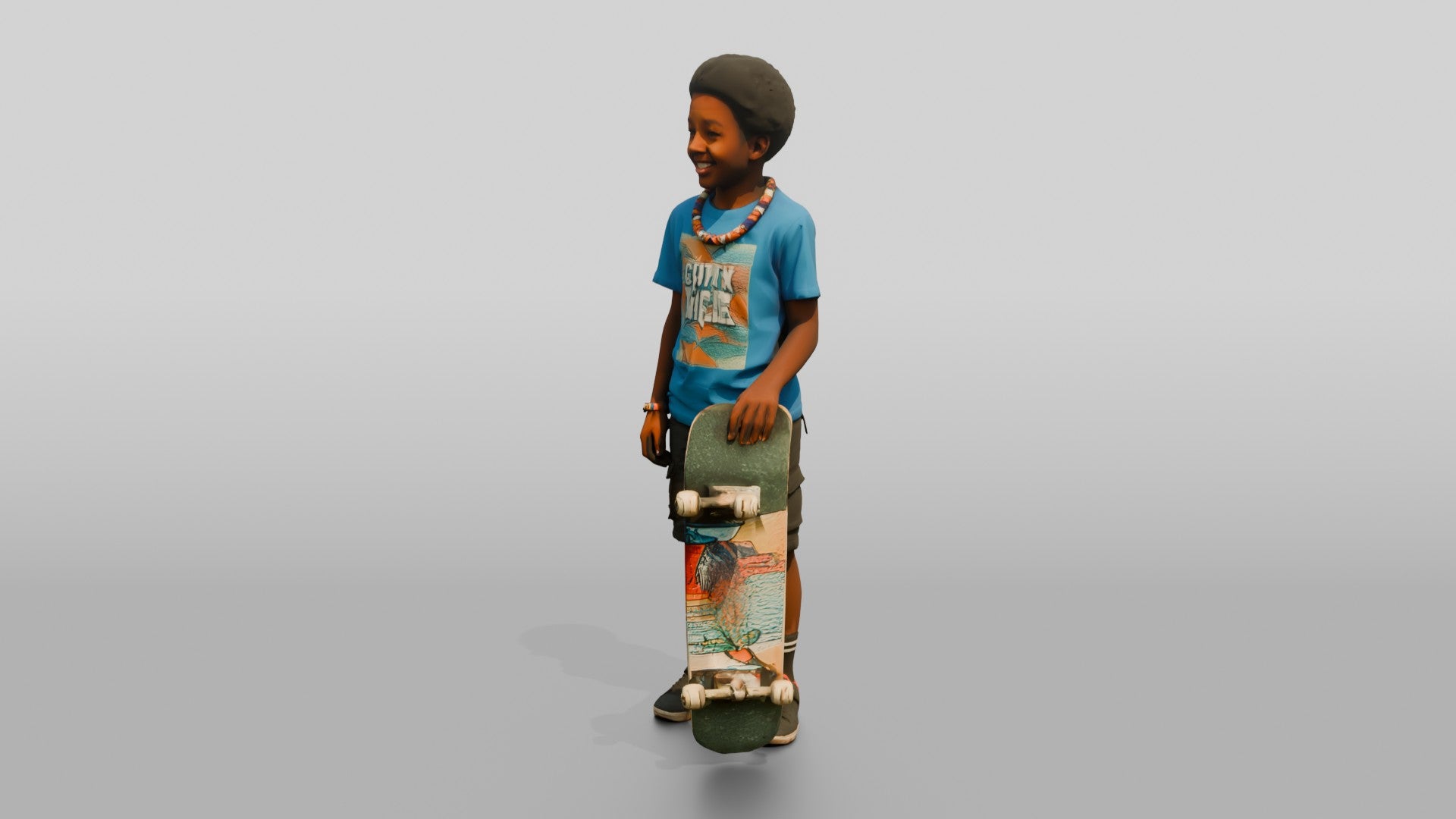 African Boy Holding a Skateboard