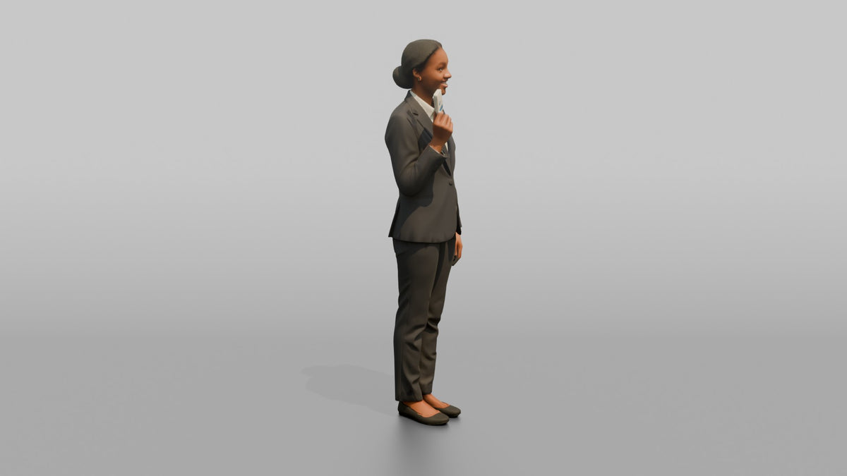 Receptionist Man Holding A Room Key Card - 3D character model, view 2