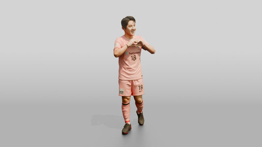 Soccer Player Heart Gesture Celebration - 3D character model, view 1