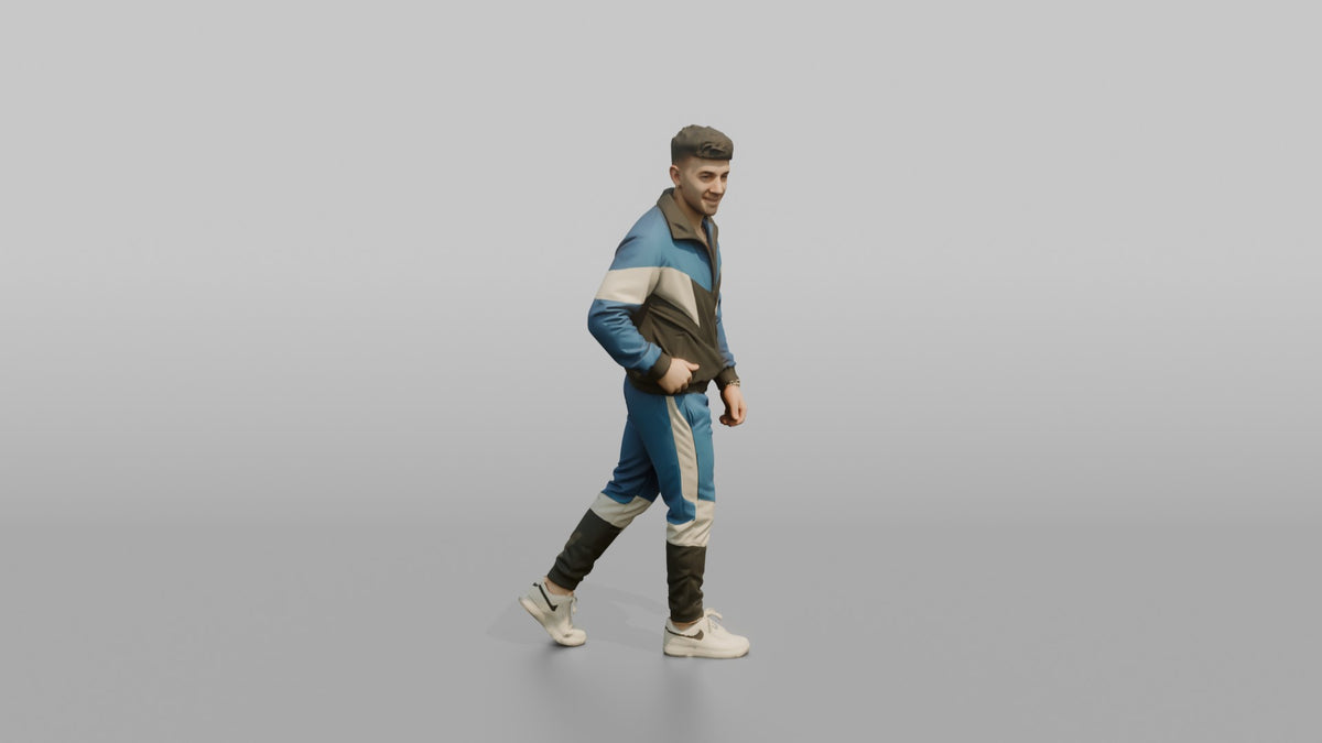 Patron Man Striking A Pose In A Bold Color-blocked Tracksuit - 3D character model