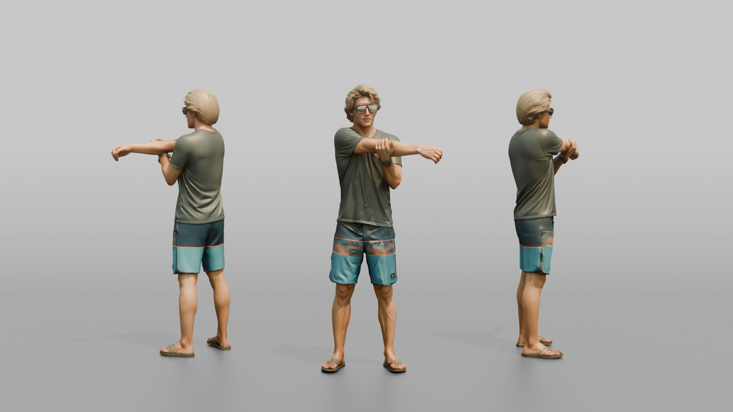 Surfer Stretching Before Heading Out