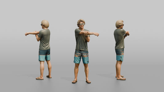 Surfer Stretching Before Heading Out