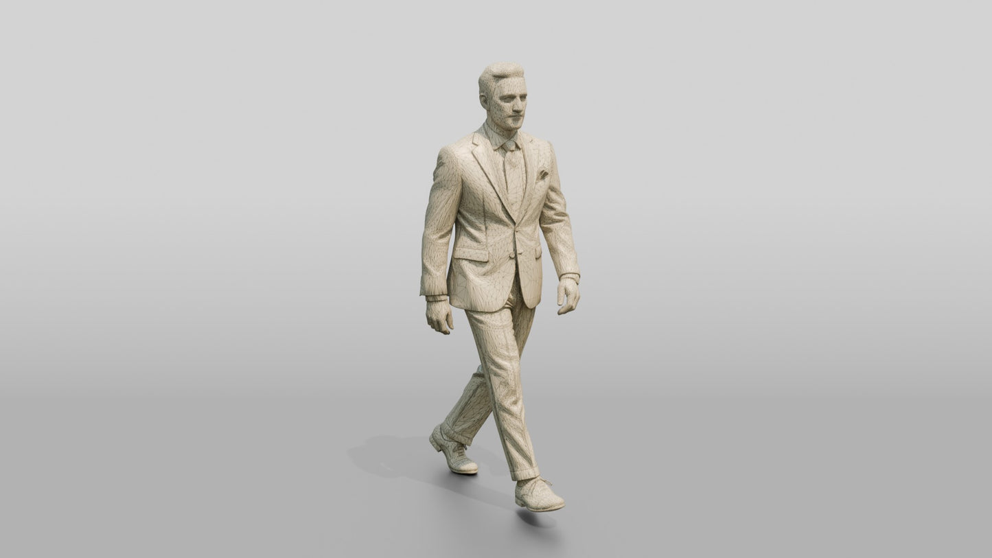Businessman Walking in a Navy Suit