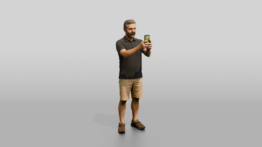 Middle-Aged Persian Man Taking a Photo in the Park