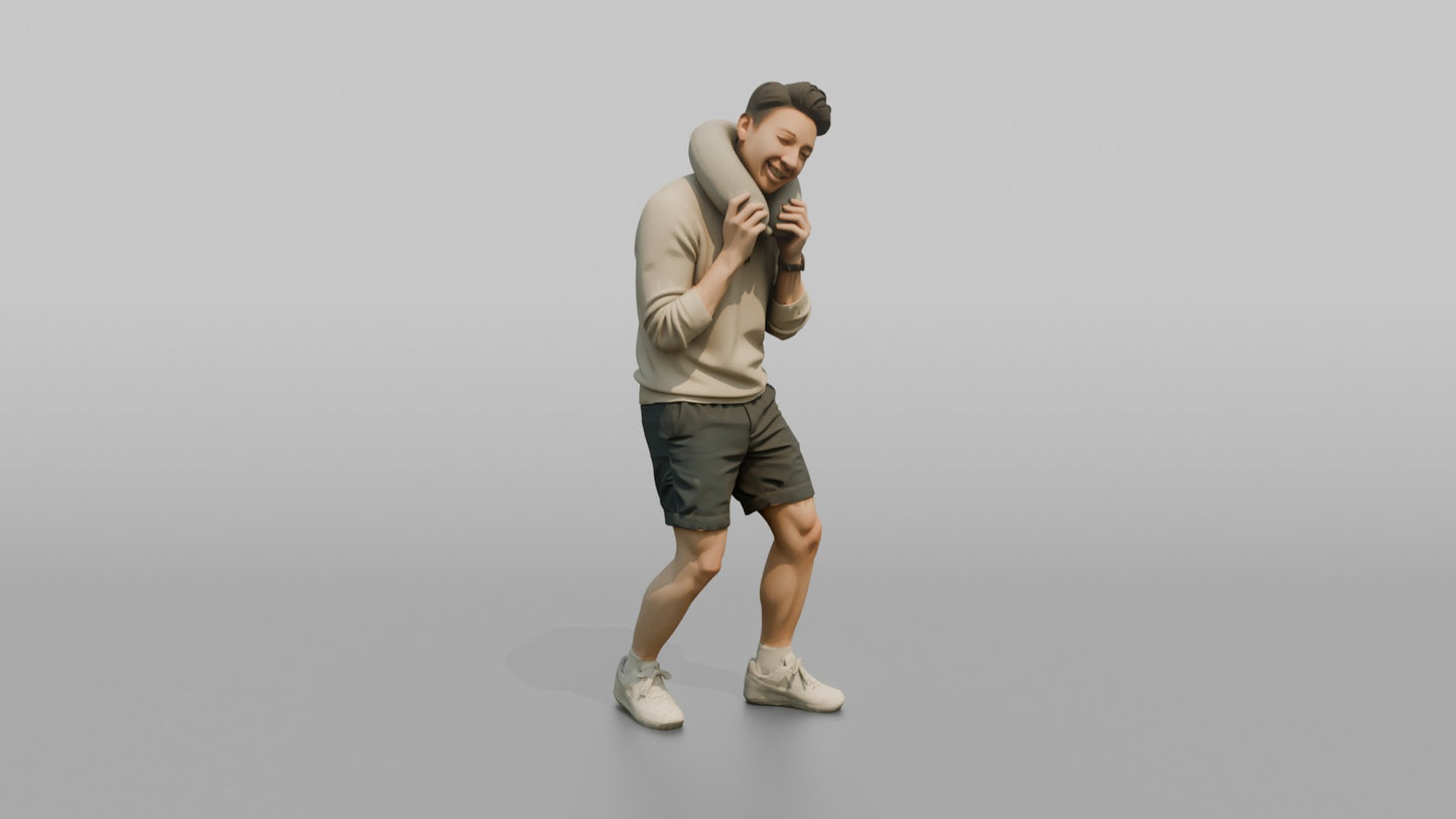 Vacationer Wearing Light Summer Sweater And Shorts